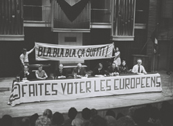 Tüntetés az európai parlamenti választásokért 1971-ben Strasbourgban